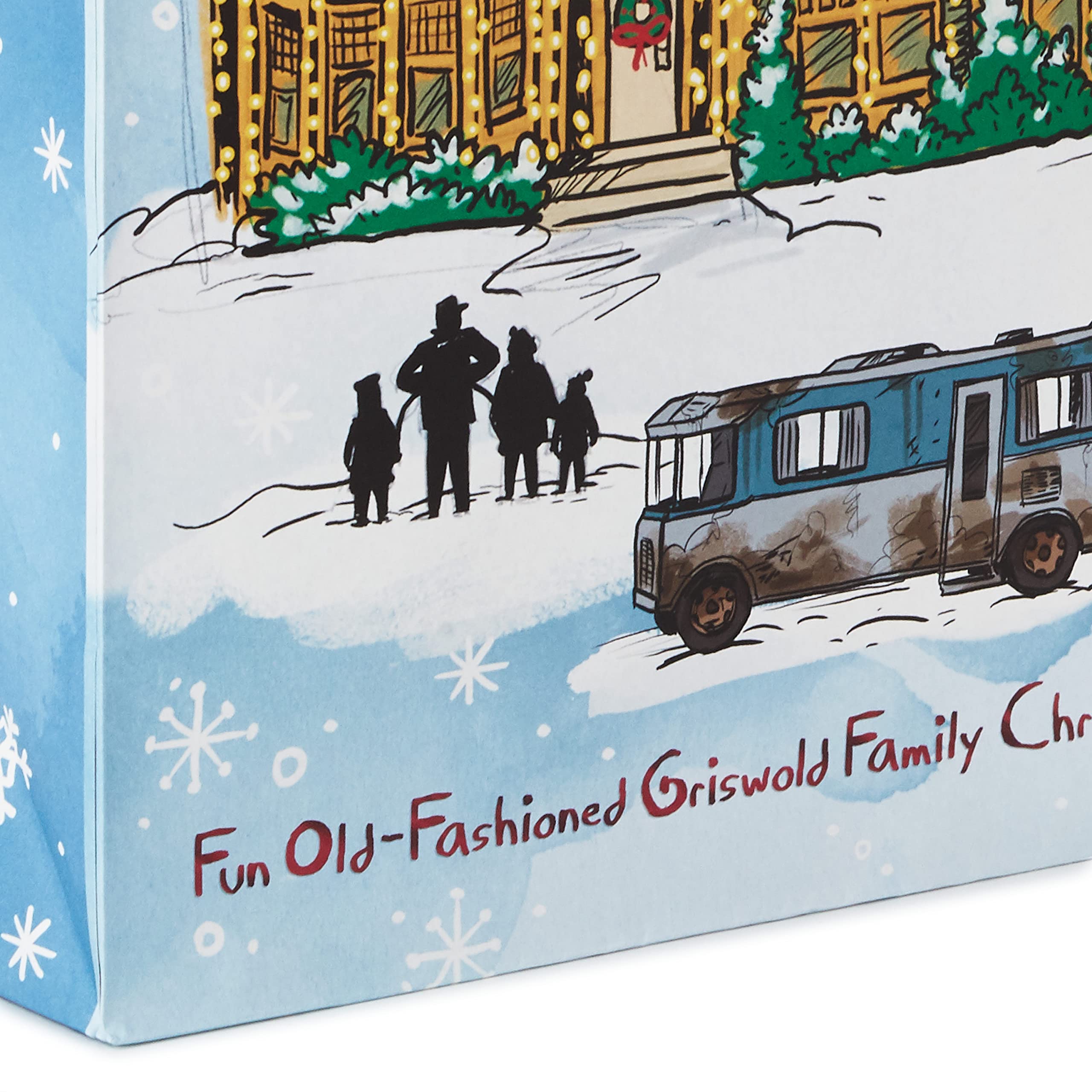 Hallmark 13" Large National Lampoon's Christmas Vacation Gift Bag with Tissue Paper ("Fun Old-Fashioned Griswold Family Christmas") for Kids, Dads, Grandparents, Friends