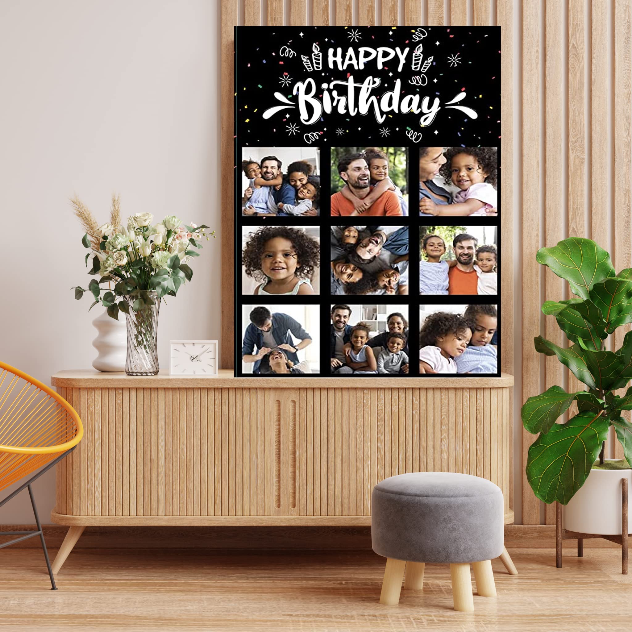 VictoryStore Jumbo Custom Happy Birthday Greeting Card, 9 Photos, 3x4 ft, Corrugated Plastic, Personalized Inside Text, Includes Envelope