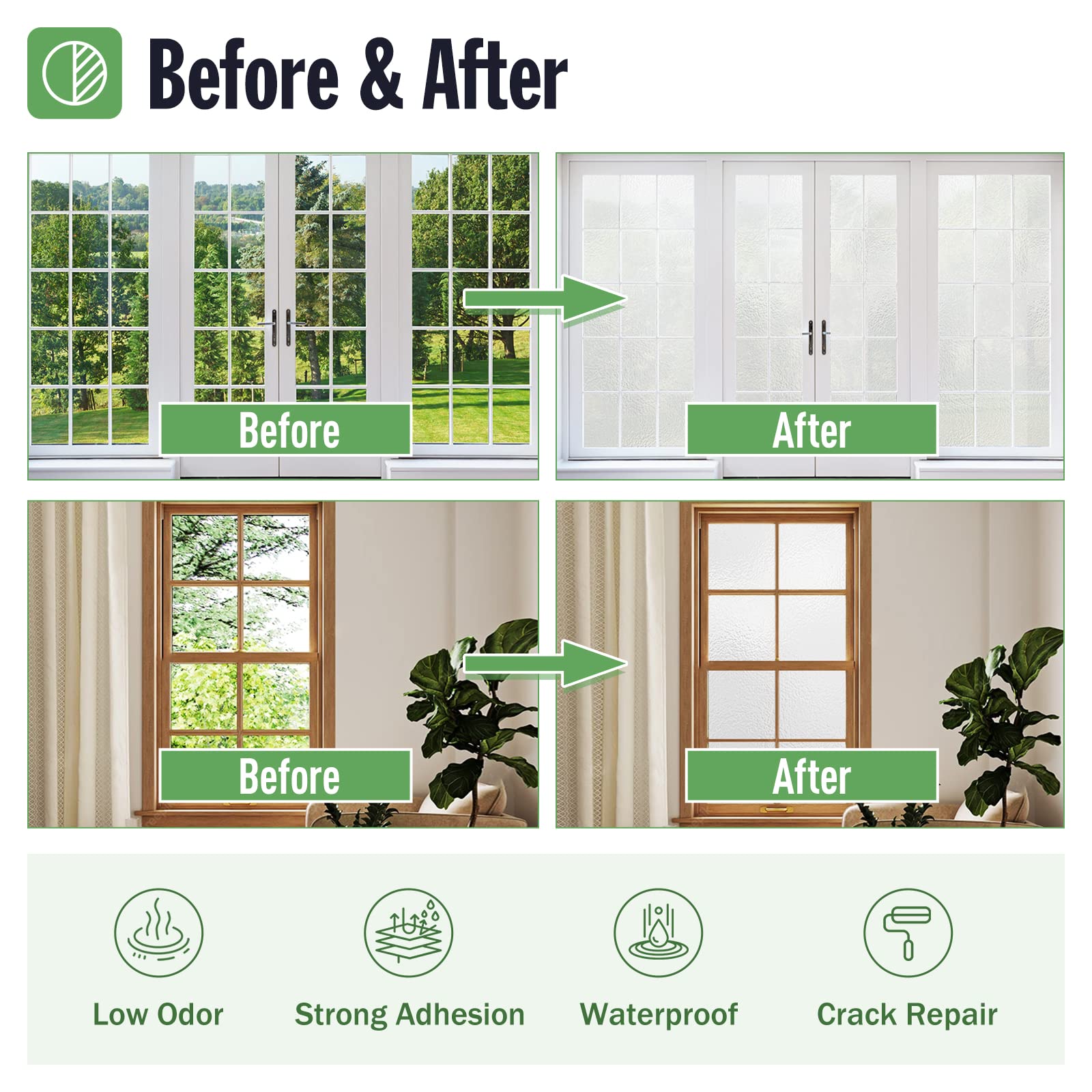 DWIL Frosted Glass Paint for Window - Window Privacy Paint, Waterproof & UV Resistant, Frosted Glass Spray, for Glass Surface in Bathroom, Kitchen, Room, Sliding Door, 16oz (with tools)