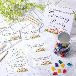 Baby Shower Games Guess How Many Bears Woodland Games Sign 50 Guessing Game Cards 10 HB Pencils 1 Cute Bear Bottle for Guests Gender Reveal Party Favors