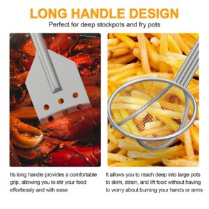 BBQ PLUS 42 Inch Crawfish/Crab Boil Mixing Stir Paddle and Wire Mesh Skimmer Spoon Fryer with Long Handle for Stockpots and Fry Pots,Large Stirring Paddle Skimmer Ladle Accessories