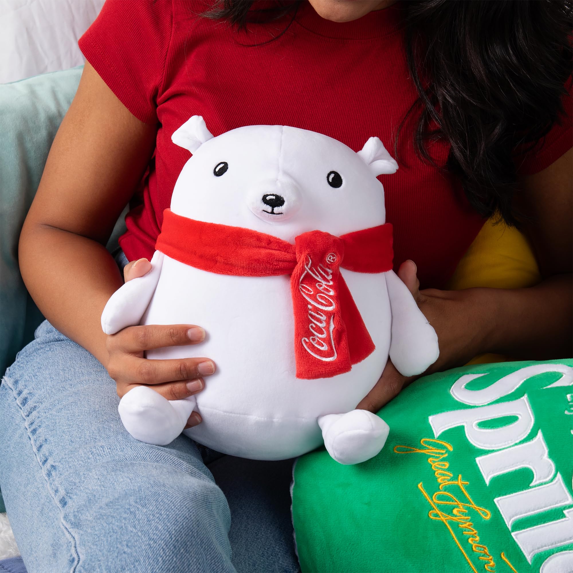 Coca-Cola 9" Polar Bear Snowball Plushies, Soft, Squishy Stuffed Animal, Great Gift for Boy, Girl, Kids & Toddlers for Christmas & Birthdays, Cuddle Pillow, Dorm Bed Décor