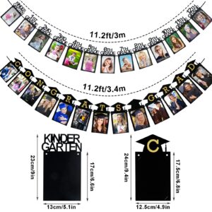 FOIMAS 2pcs Graduation Photo Banner,5x7 Inch Congrats Grad Photo Banner Kindergarten to 12th Grade Picture Hanging Garland for 2024 Graduation Party Supplies