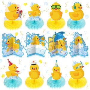 teling 12 pcs duck birthday decorations duck centerpieces 6 inch rubber duck themed party supplies duck theme table decor for birthday baby shower party decorations