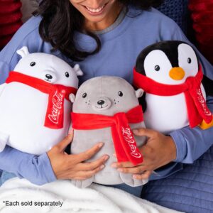 Coca-Cola 9" Seal with Scarf Snowball Plushies, Soft, Squishy Stuffed Animal, Great Gift for Boy, Girl, Kids & Toddlers for Christmas & Birthdays, Cuddle Pillow, Dorm Bed Décor