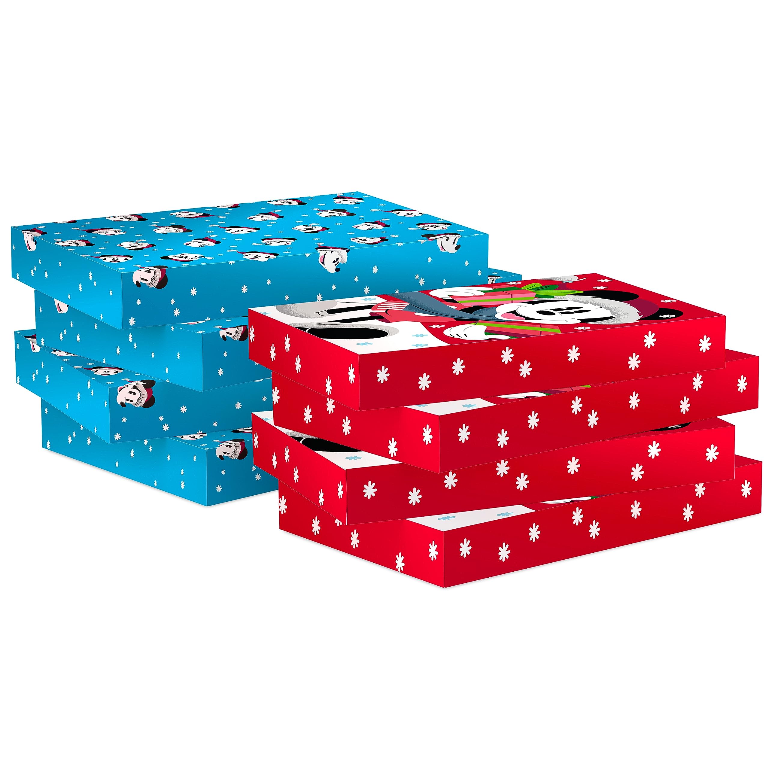 Hallmark Disney Medium Christmas Gift Boxes with Lids (8 Shirt Boxes, Mickey Mouse) for Kids, Grandchildren, Nieces, Nephews, Classmates, Disney Fans