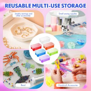 Tatuo 18 Pcs Small Plastic Crayon Box with Lid, 5.31'' x 2.95'' x 1.97'' Stackable Storage Case Mini Organizer Containers Clear Latch Storage Bins for Jewelry Beads Craft Office Fishing (Multicolor)