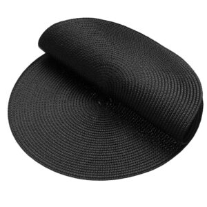 AHHFSMEI Round Braided Placemats Set of 4 Round Table Mats for Dining Tables Natural Woven Heat Resistant Place mats 15 Inch (Black,4)