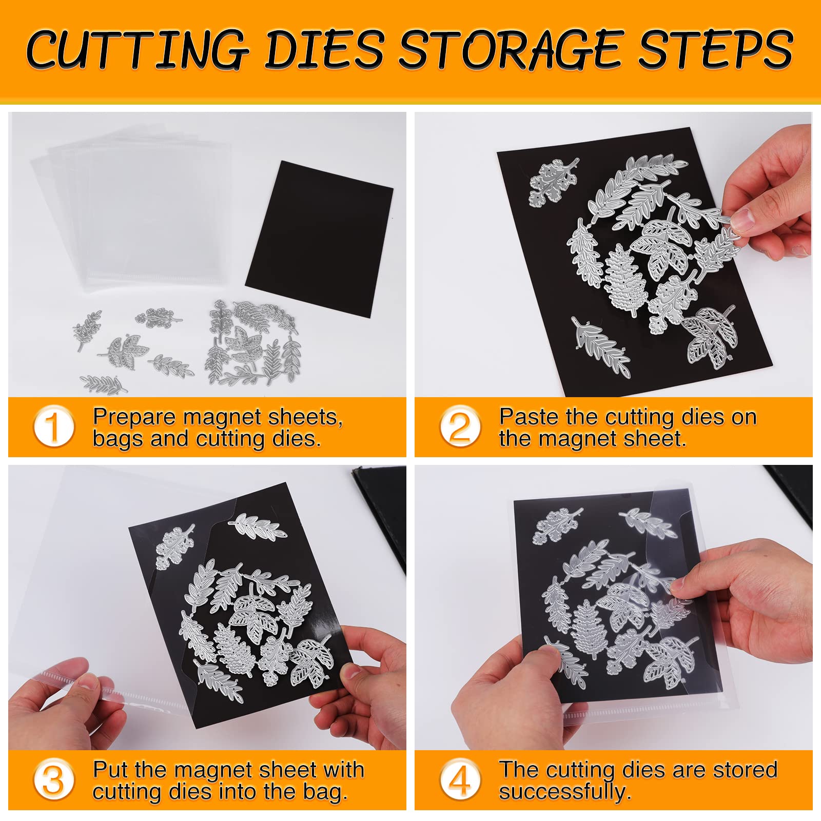 40 PCS Stamp and Die Storage Bag and Rubber Magnetic Sheets,die Storage Set for Storage Die Cutting、DIY Scrapbooking.