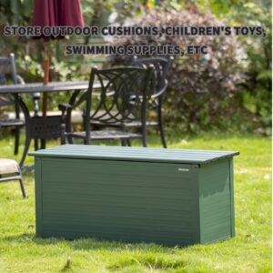 OUTEROOM Multifunctional Deck Box, Outdoor Box, Outdoor Storage Container for Patio Furniture, Outdoor Cushions, Garden Tools (150D, Apple Green)