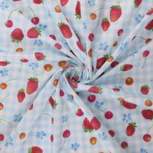 Mook Fabrics PUL Strawberries, Blue