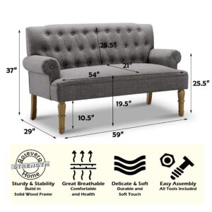 Rosevera Drennan Loveseat Sofas for Living Room Loveseat for Living Room Couch in a Box Sofa para Sala Love Seats Furniture Sofa in a Box Long Couches for Living Room Settee Loveseat,Linen,Beige