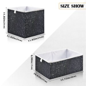 QUGRL Black Metallic Sparkle Storage Bins Organizer Glitter Space Shiny Foldable Clothes Storage Basket Box for Shelves Closet Cabinet Office Dorm Bedroom 15.75 x 10.63 x 6.96 in