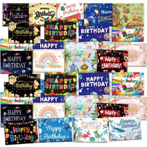 72 happy birthday cards with envelopes, birthday cards bulk with box, blank inside, 24 unique designs, 5x7 inches, assorted birthday greeting cards for kids and women