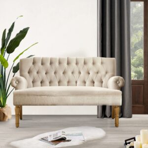 Rosevera Drennan Loveseat Sofas for Living Room Loveseat for Living Room Couch in a Box Sofa para Sala Love Seats Furniture Sofa in a Box Long Couches for Living Room Settee Loveseat,Linen,Beige