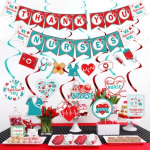 Nurse Appreciation Week Party Decorations Supplies - Pre Strung Nurse Day Decorations Set Include 8pcs Hanging Swirls & 3pcs Thank You Nurses Banners Garland for Nurse Appreciation Week Parties