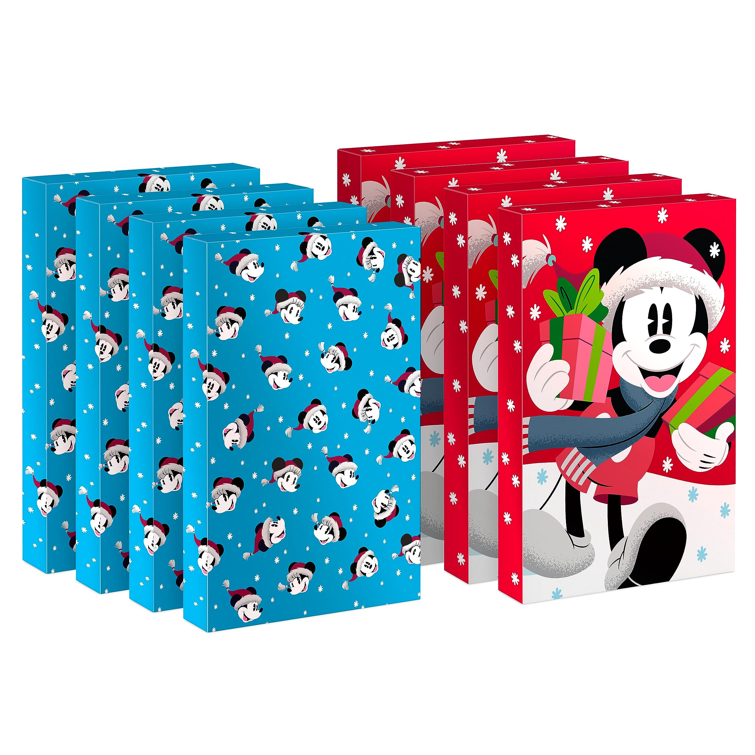 Hallmark Disney Medium Christmas Gift Boxes with Lids (8 Shirt Boxes, Mickey Mouse) for Kids, Grandchildren, Nieces, Nephews, Classmates, Disney Fans