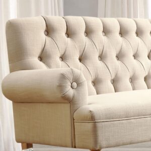 Rosevera Drennan Loveseat Sofas for Living Room Loveseat for Living Room Couch in a Box Sofa para Sala Love Seats Furniture Sofa in a Box Long Couches for Living Room Settee Loveseat,Linen,Beige