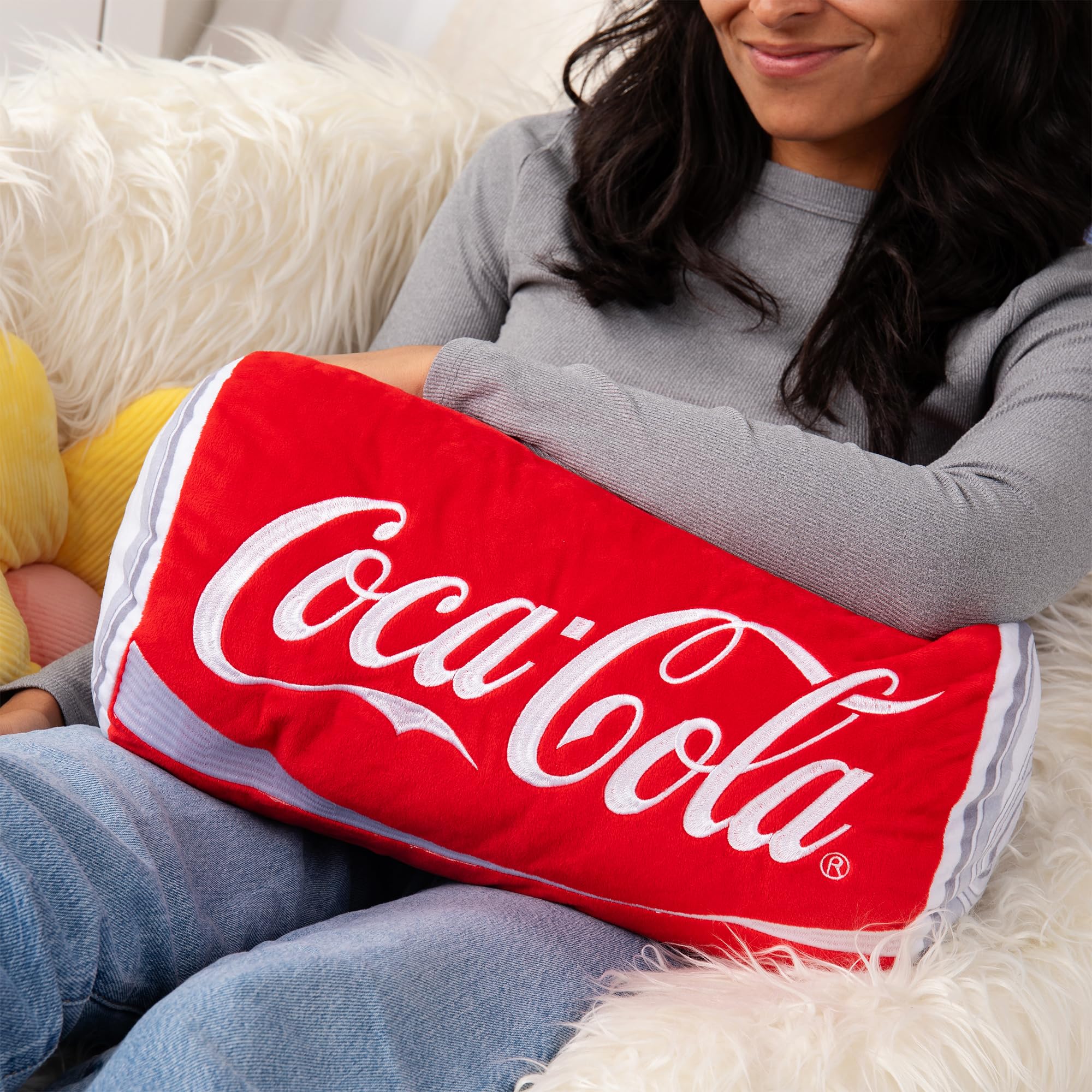 Coca-Cola 15" Novelty Plush Can, Dorm Decor, Squishy Soft Throw Pillow, Collector Toy