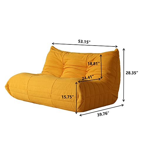 TIFLON Lazy Floor Sofa,Minimalist Sofa Couches,Teddy Velvet LoveSeat Sofa,Fireside Chair,Tatami Sofa,Corner Relax Sofa Couch for Living Room Bedroom Salon Office (Yellow, 2Seat)