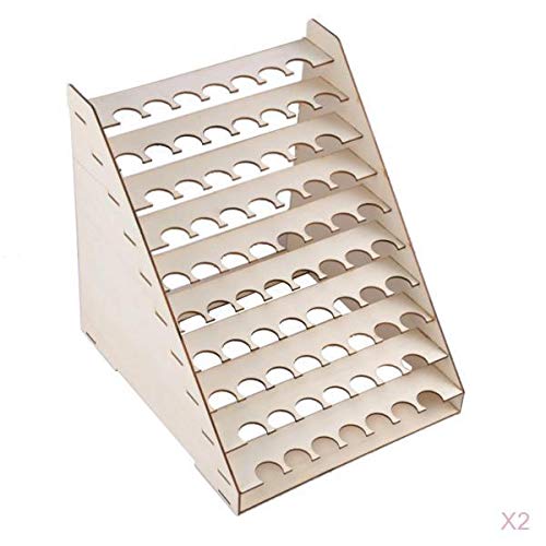 misppro 2pcs 75 Pots Wooden Pigment Paint Bottle Rack Model Organizer Storage Holder