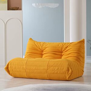 TIFLON Lazy Floor Sofa,Minimalist Sofa Couches,Teddy Velvet LoveSeat Sofa,Fireside Chair,Tatami Sofa,Corner Relax Sofa Couch for Living Room Bedroom Salon Office (Yellow, 2Seat)