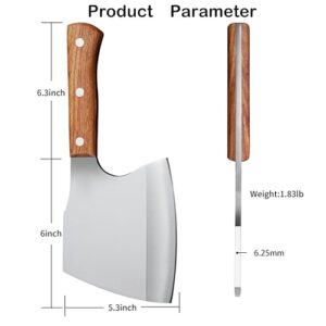 IKORES Meat Cleaver Knife Heavy Duty, 6'' Bone knife for Meat Cutting, Axe Bone Chopper Knife Bone Breaker Knife,Butcher Knife 7mm Thickness Pear Wood Handle for Kitchen and Restaurant