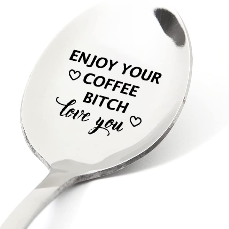 Best Friend Bestie Spoon Gifts for Women Men Funny Coffeespoons for Best Friends BFF Birthday Gifts for Besties Sister Brother Enjoy Your Coffee Spoon for Husband Boyfriend Anniversary Present