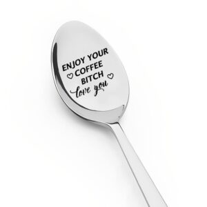 best friend bestie spoon gifts for women men funny coffeespoons for best friends bff birthday gifts for besties sister brother enjoy your coffee spoon for husband boyfriend anniversary present