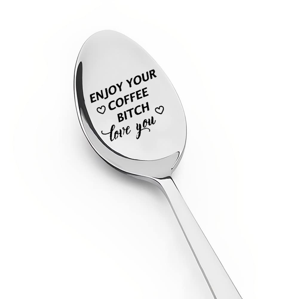 Best Friend Bestie Spoon Gifts for Women Men Funny Coffeespoons for Best Friends BFF Birthday Gifts for Besties Sister Brother Enjoy Your Coffee Spoon for Husband Boyfriend Anniversary Present