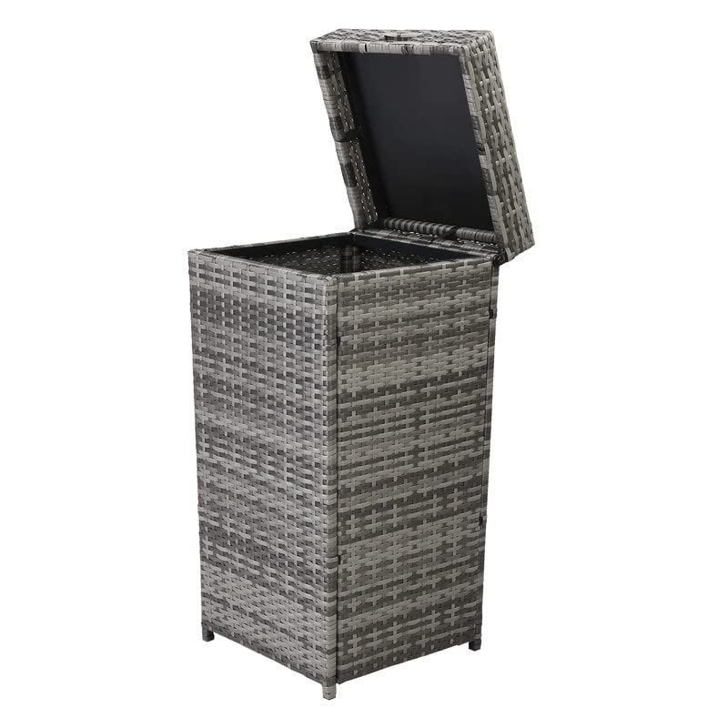 Patio Weather Resistant Wicker Trash Bin Grey