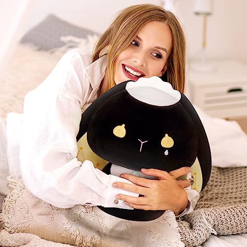 Mewaii 8 Inch Mushroom Plush, Cute Black Bunny Plush Pillow Soft Plushies Squishy Throw Pillow, Rabbit Stuffed Animals Kawaii Plush Toys Decoration Gift for Girls Boys