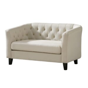 Husbedom 50" Loveseat Sofa, Contemporary Small Couch with Button Tufted Décor, Love Seats Furniture for Small Spaces, Living Room, Bedroom, Apartment, Dorm, Beige