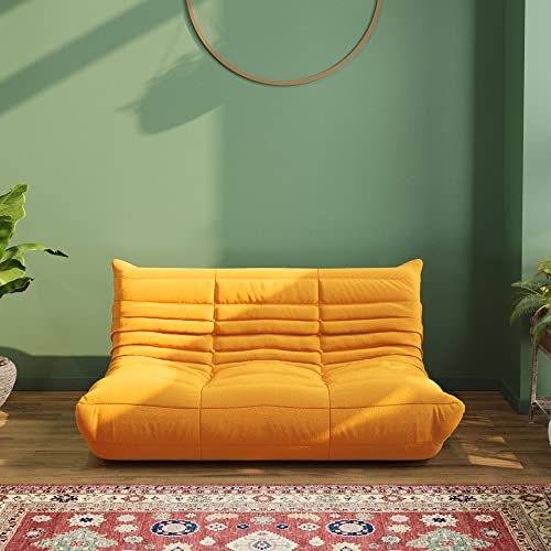 TIFLON Lazy Floor Sofa,Minimalist Sofa Couches,Teddy Velvet LoveSeat Sofa,Fireside Chair,Tatami Sofa,Corner Relax Sofa Couch for Living Room Bedroom Salon Office (Yellow, 2Seat)