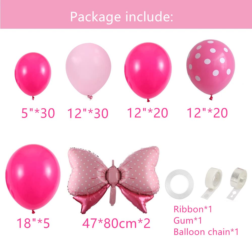 Hot Pink Balloon Arch Kit for Pink Mouse for Baby Shower Wedding Birthday Party Girls Party Decor Princess Mouse Theme Patry