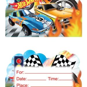 LEOWEST 20pcs Hot Wheels Birthday Invitations,Hot Wheels Party Invitations Birthday Party Supplies Decoration (Invitations20pcs)