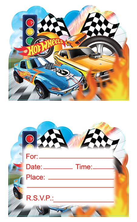 LEOWEST 20pcs Hot Wheels Birthday Invitations,Hot Wheels Party Invitations Birthday Party Supplies Decoration (Invitations20pcs)