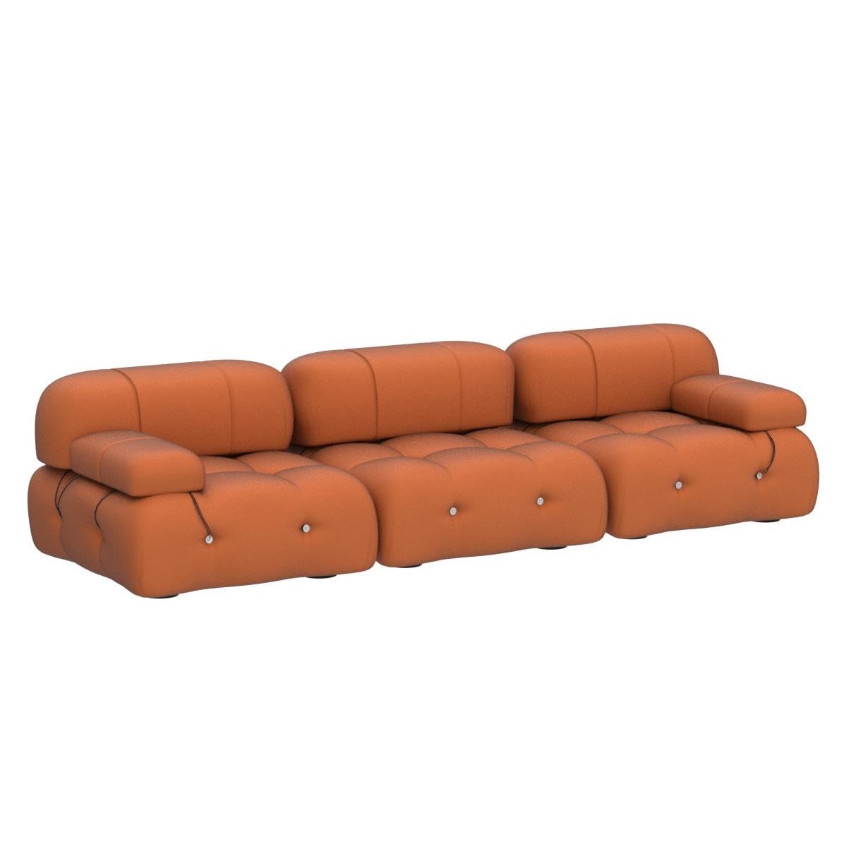 TIFLON Modular Sectional Sofa,Minimalist Velvet Sofas Couches, Modern Convertible Couch 3 Seats Living Room Sofa Sets for Office Apartment,104"(Orange)