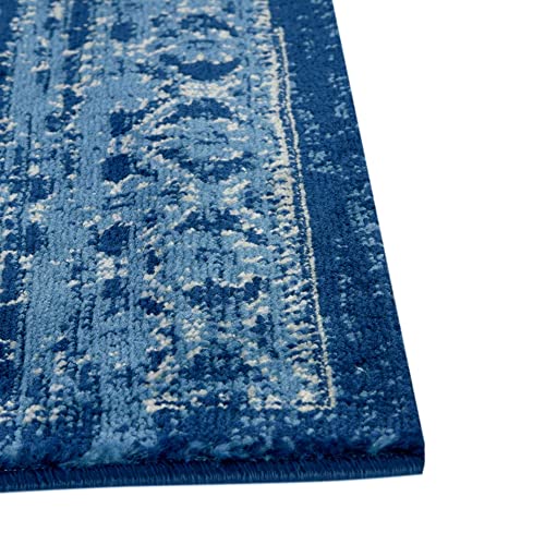 Unique Loom District Collection Area Rug - Sequoia (5' 1" Octagon, Blue/ Navy Blue)