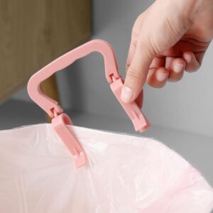 NentMent 4 Pack Waste Basket Clips with Handle Non-Slip Trash Bags Clamp Holder for Wastebucket Liners Garbage Can Cardboard Box Trash Container Bathroom Bedroom Office Under Desk Sink Cabinet