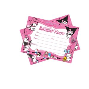 SUTRADHAR 24pcs kuromi and melody Birthday Invitations,kuromi and melody Party Invitations Birthday Party Supplies Decoration (Invitations24)