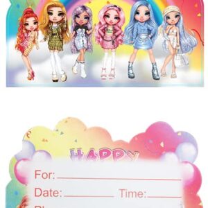 LEOWEST 20pcs Rainbow High Dolls Birthday Invitations,Rainbow High Dolls Party Invitations Birthday Party Supplies Decoration (Invitations20)