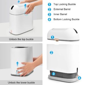 Touchless Bathroom Trash Can with Butterfly Lid, 2.5 Gallon Waterproof Trash Bin, Motion Sensor Garbage Can for Office, Kitchen, Bedroom, Toilet Narrow Seam