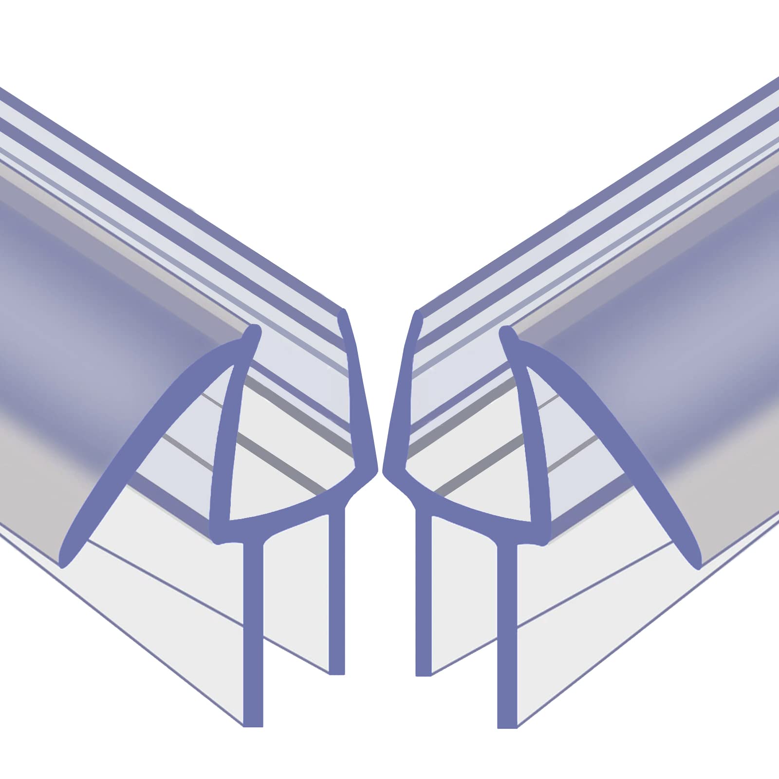 Larora Shower Door Bottom Seal, 4-Pack Frameless Glass Shower Door Seal Strip, 4 Section Segmented Installation (1/4'' Bottom)