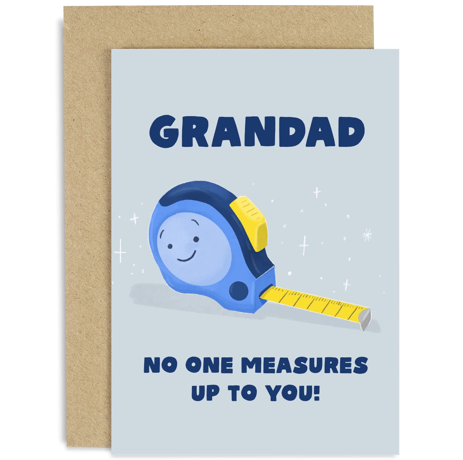 Old English Co. Fun Birthday Card for Grandad - 'No One Measures Up To You' DIY Handyman Card for Him - Card for Men - Greeting Card From Grandson or Granddaughter | Blank Inside with Envelope