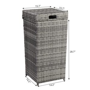 Patio Weather Resistant Wicker Trash Bin Grey