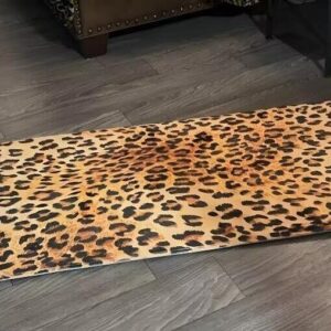 Leopard Print Long Runner Rug for Hallway,Cheetah Safari Wild Animals Tiger Skin Texure Wildlife,Area Rug Non-Slip Floor Carpet for Bedroom Indoor Doormat Entrance Door Mat Washable Kitchen Mat,Orange