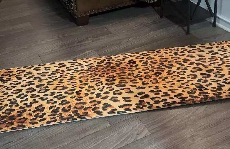 Leopard Print Long Runner Rug for Hallway,Cheetah Safari Wild Animals Tiger Skin Texure Wildlife,Area Rug Non-Slip Floor Carpet for Bedroom Indoor Doormat Entrance Door Mat Washable Kitchen Mat,Orange