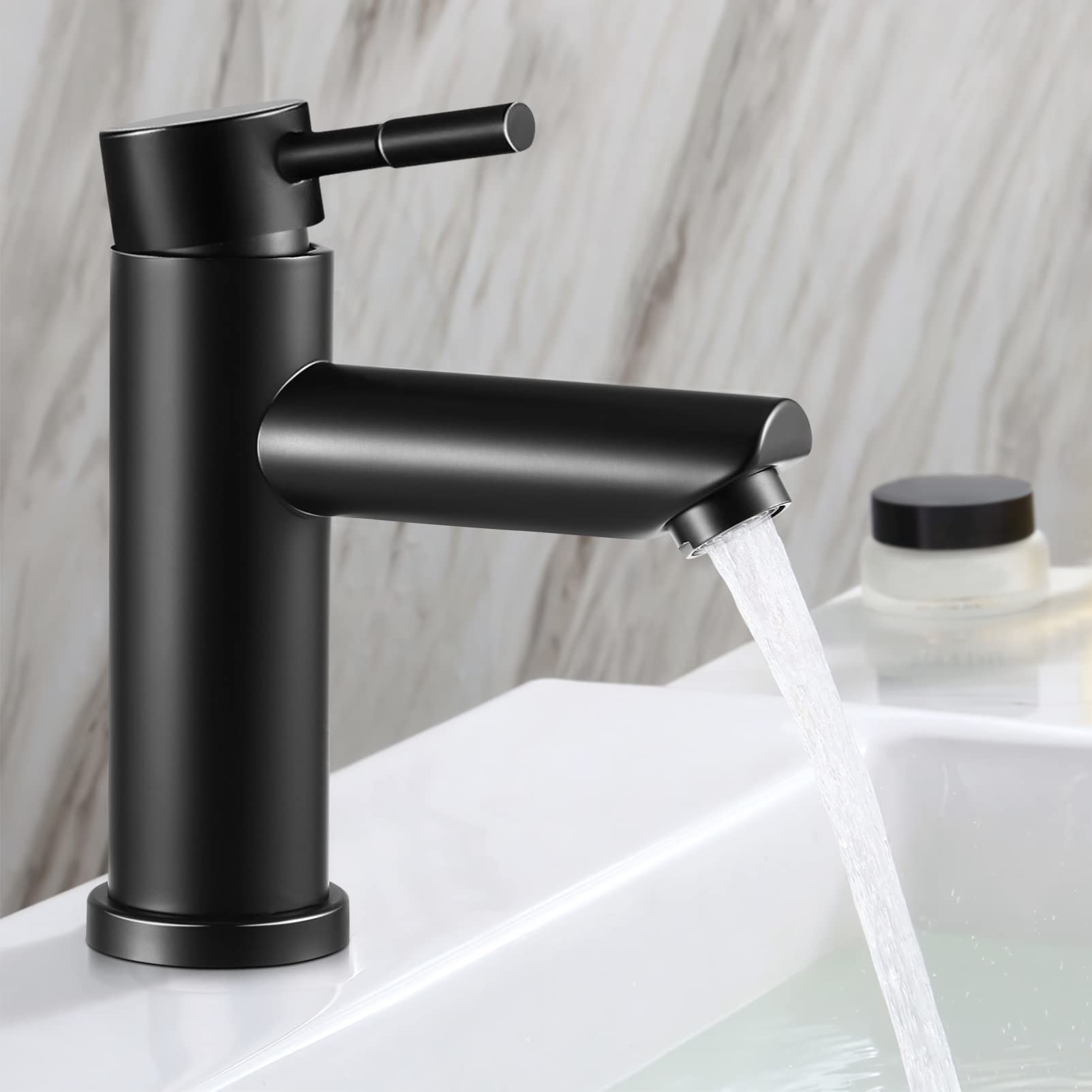 DOITOOL Basin Faucet Single Hole Bathroom Faucet Black Faucet Bath Faucet Kitchen Sink Faucet Bathtub Faucet Bath Mixer Tap Faucet for Bathtub Bathroom Tap Stainless Steel Spout