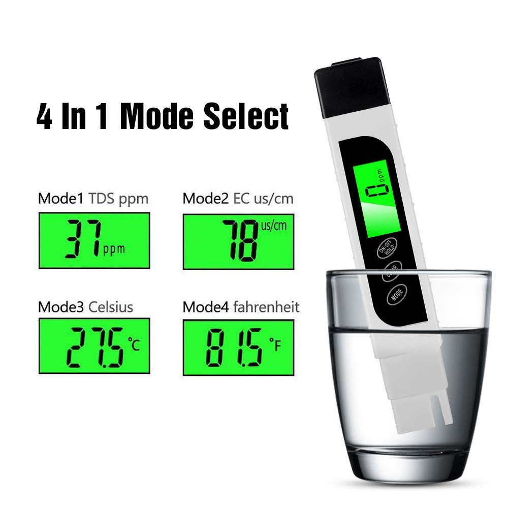 Water Quality Tester, Towallmark TDS Meter, EC Meter & Temperature Meter 3 in 1, 0-9990ppm, Ideal Water Test Meter for Drinking Water, Aquariums, etc.